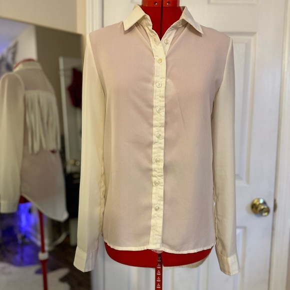 Chic Sheer Fringe Blouse - Picture 4 of 11